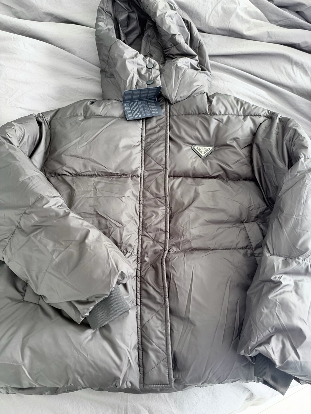 Prada black Hooded Quilted Puffer Jacket